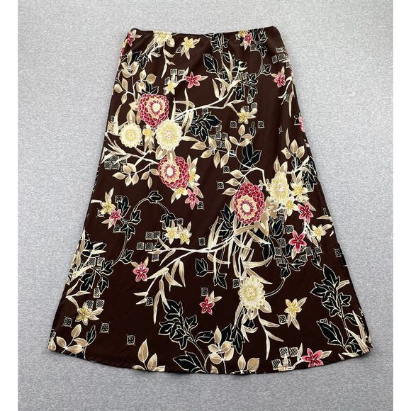 Vintage Kathie Lee Floral Maxi Skirt 14 Brown Pink Fairycore Hippie Grunge 90s - Picture 2 of 13